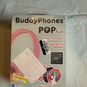 Buday Phones Pop Fun Pink Kids Headphones with Interchangeable Covers